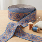 10 Yards Vintage Boho Jacquard Ribbon Trim, 1.9" Wide Embroidered Fabric Lace for Sewing, DIY Crafts, Clothing