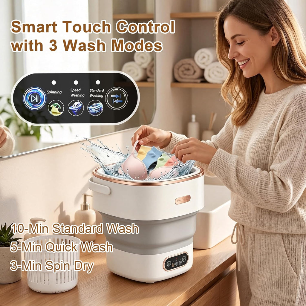 Portable Washer 16L Foldable, Travel Mini Washing Machine with Spin