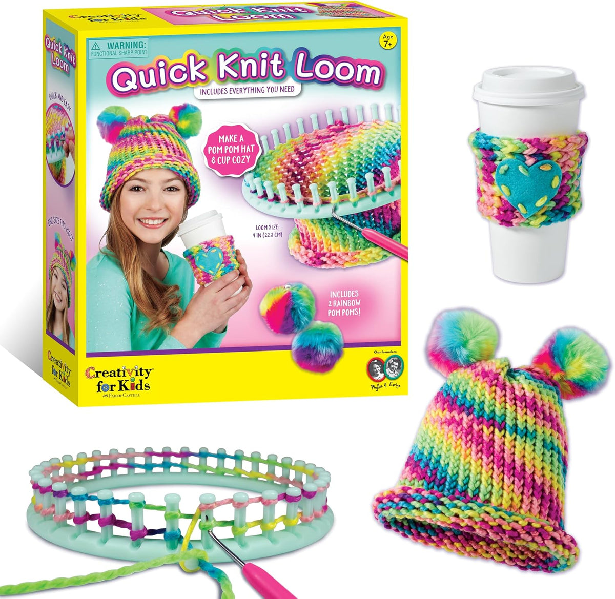 Quick Knit Loom Kit - Knitting Kit for Kids, Make Your Own Pom Pom Hat and Accessories, Knitting Loom Crafts for Kids