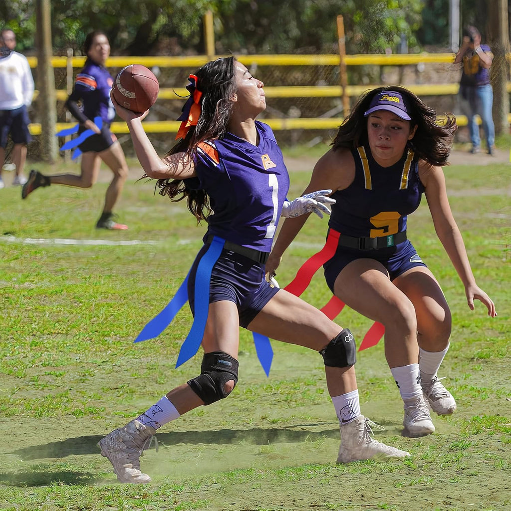 Flag Football Belts for Kids, Youth & Adults, Blue & Red Flags | 2/4/10/20-Player Adjustable Flag Football Set