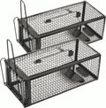 2-Pack Rat Traps Humane Live Mouse Vole Chipmunk Trap Cage (Black)