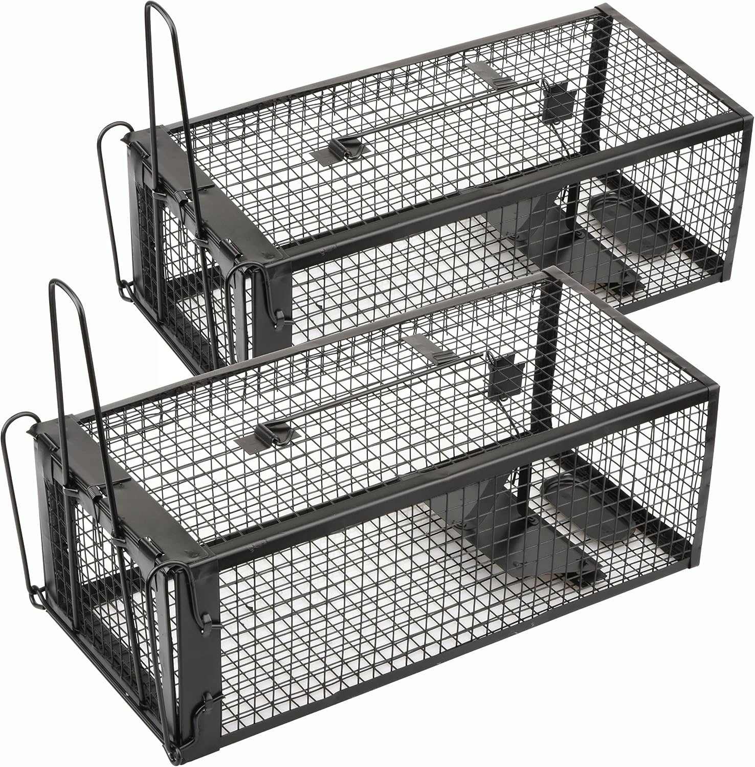 2-Pack Rat Traps Humane Live Mouse Vole Chipmunk Trap Cage (Black)
