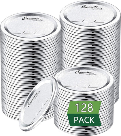 128-Count, Regular Mouth Canning Lids for Ball, Kerr Jars - Split-Type Metal Mason Jar Lids for Canning - Food Grade