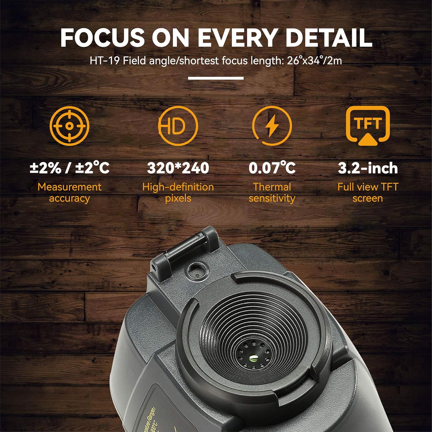 Higher Resolution 320 x 240 IR Infrared Thermal Imaging Camera. Model HTI-19 with Improved 300,000 Pixels, Sharp