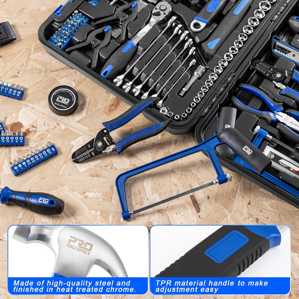 259-Piece Tool Kit, General Household Hand Tool Set with Plastic Storage Toolbox, Portable Complete Repair Tool Box