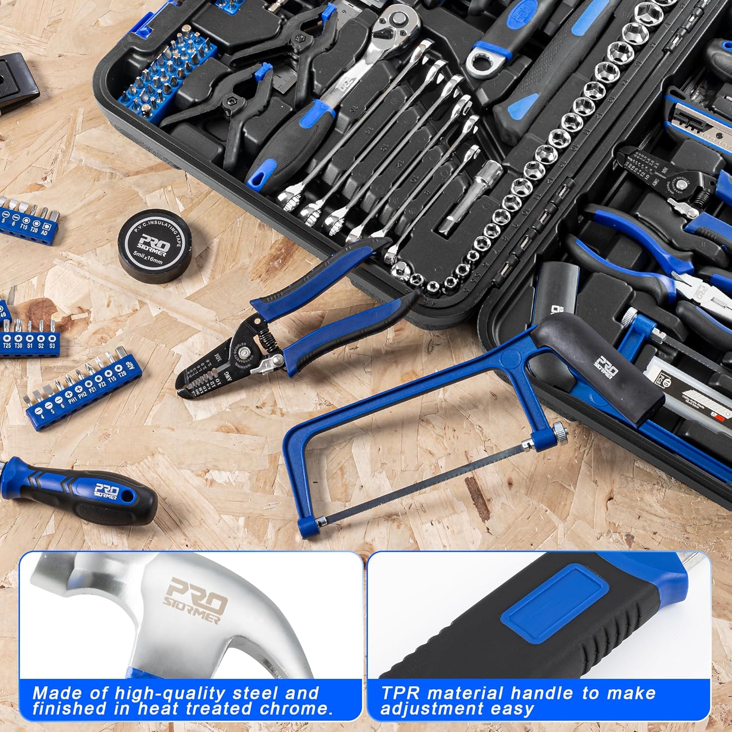 259-Piece Tool Kit, General Household Hand Tool Set with Plastic Storage Toolbox, Portable Complete Repair Tool Box
