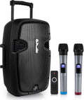 Karaoke Portable 15-inch PA Speaker System - 1600W Active Powered Bluetooth Compatible Speaker, Rechargeable Battery