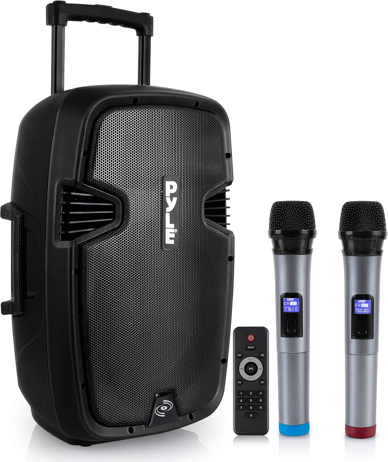 Karaoke Portable 15-inch PA Speaker System - 1600W Active Powered Bluetooth Compatible Speaker, Rechargeable Battery