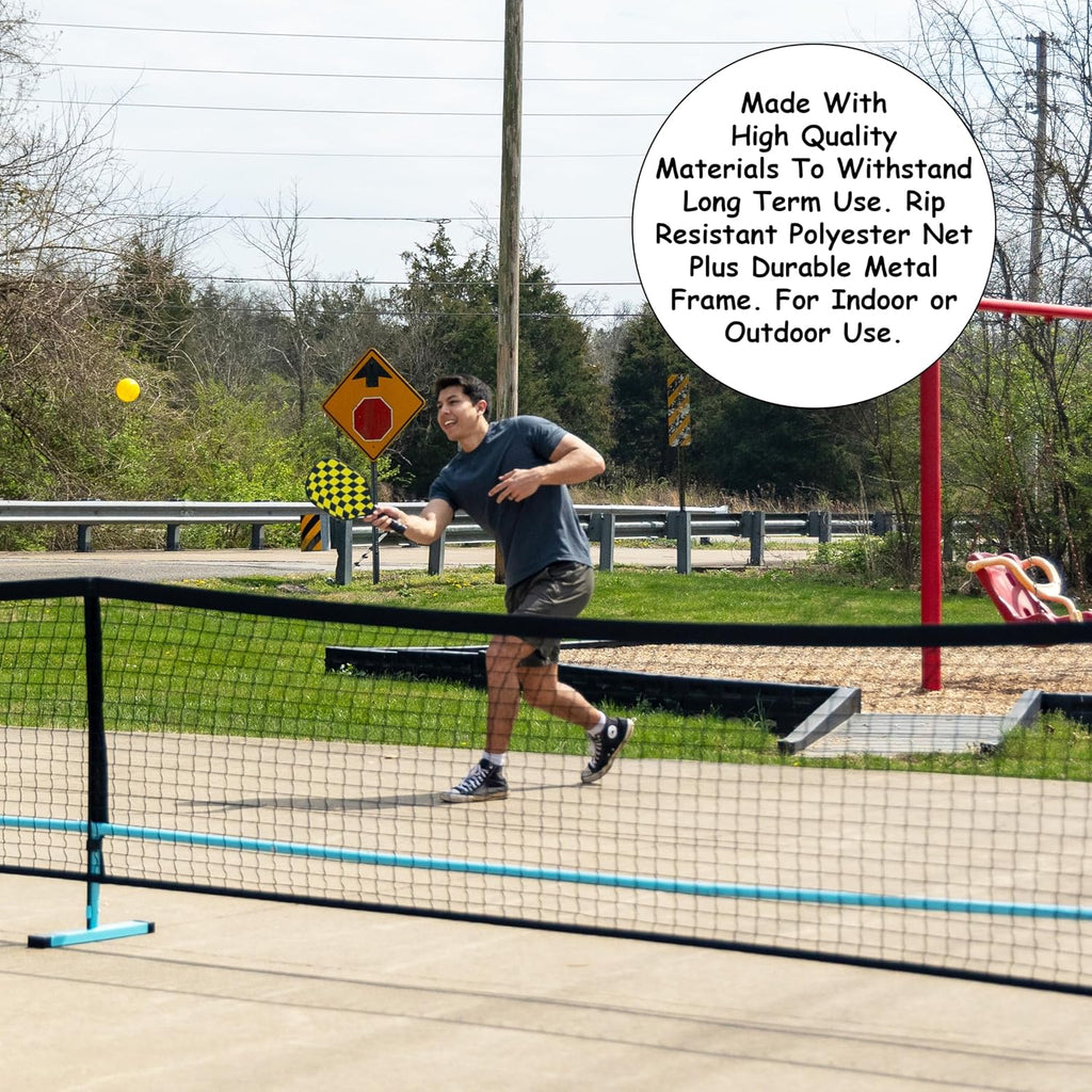 Portable Pickleball Net Set with 4 Paddles, 4 Balls, Backpack Carrying Bag, 22 FT Regulation Size, Easy Setup for