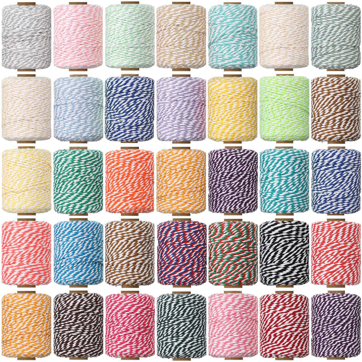 30 Rolls Bakers Twine 2mm Cotton String for Crafts, Multicolor