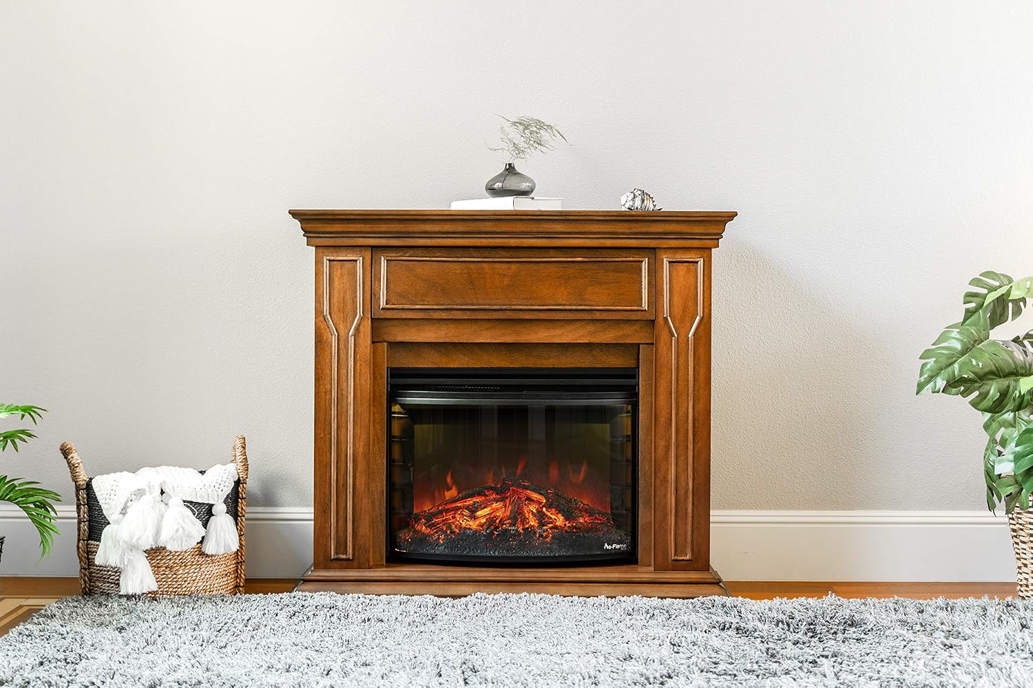 Quebec 27 inch Electric Fireplace Stove Insert with Remote | Realistic 3-D flame effect runs with or without