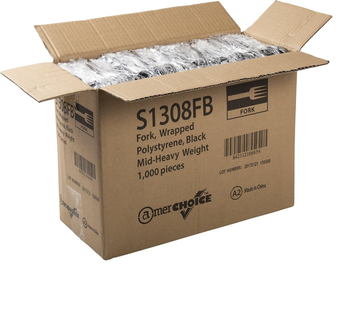 Royal 1000 Units Medium Heavy Weight Individually Wrapped Disposable Polystyrene Plastic Forks for Restaurants and