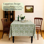 CPC Agate Green Block Print 100% Cotton Square Tablecloth 60x60 Inch