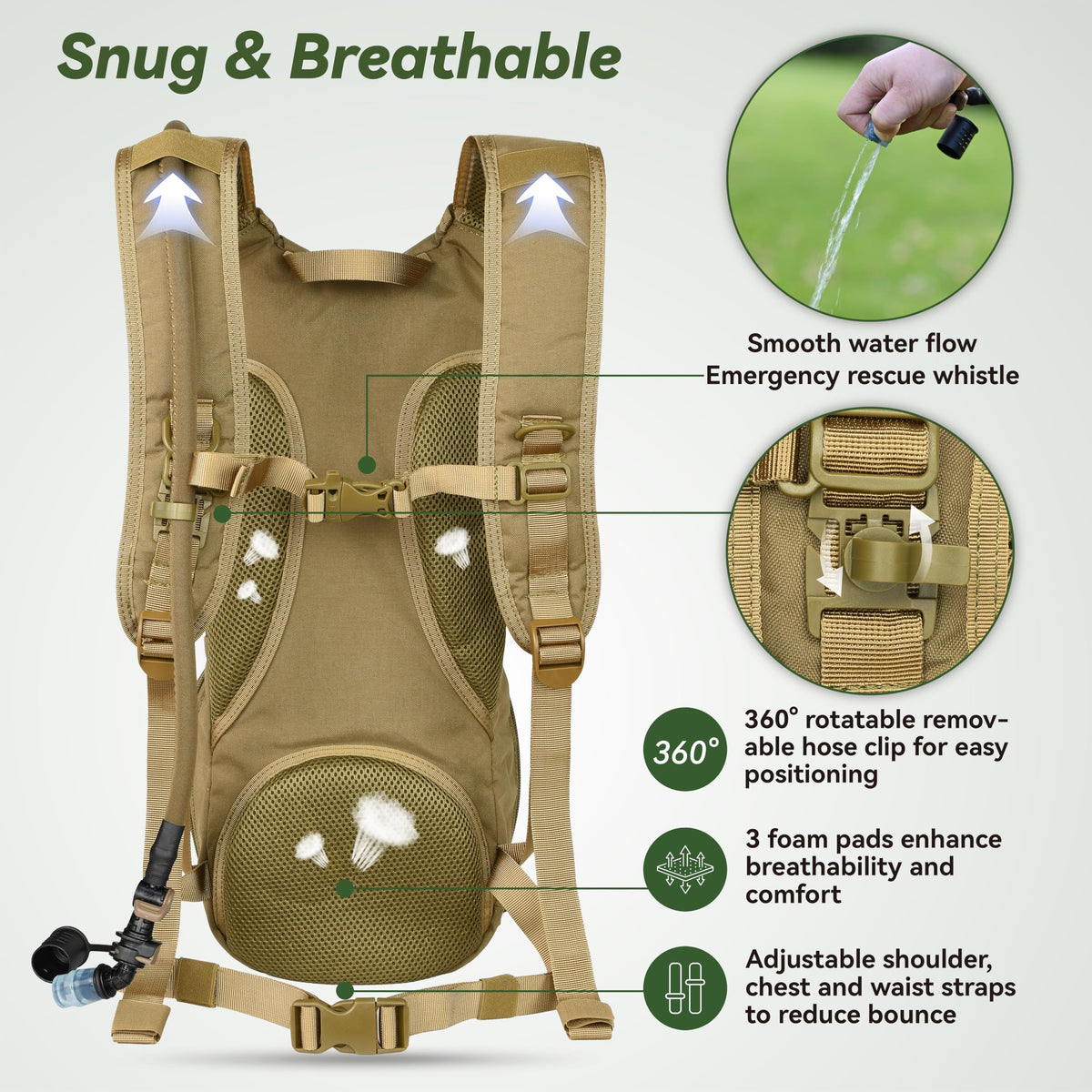 Tactical Molle Hydration Pack Backpack with 3L TPU Water Bladder