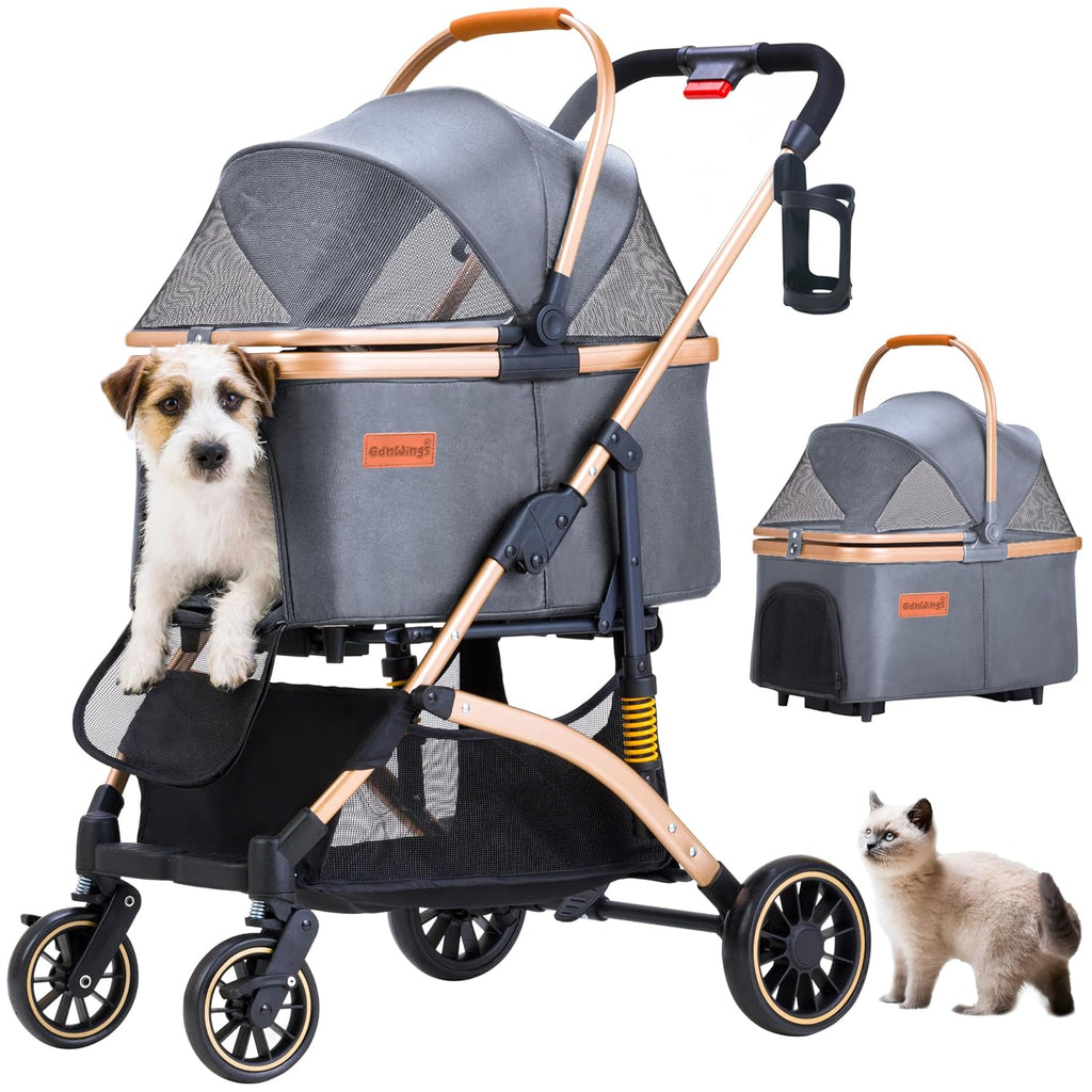 Pet Stroller for Small Dogs Cats, 6 Shock Absorption System
