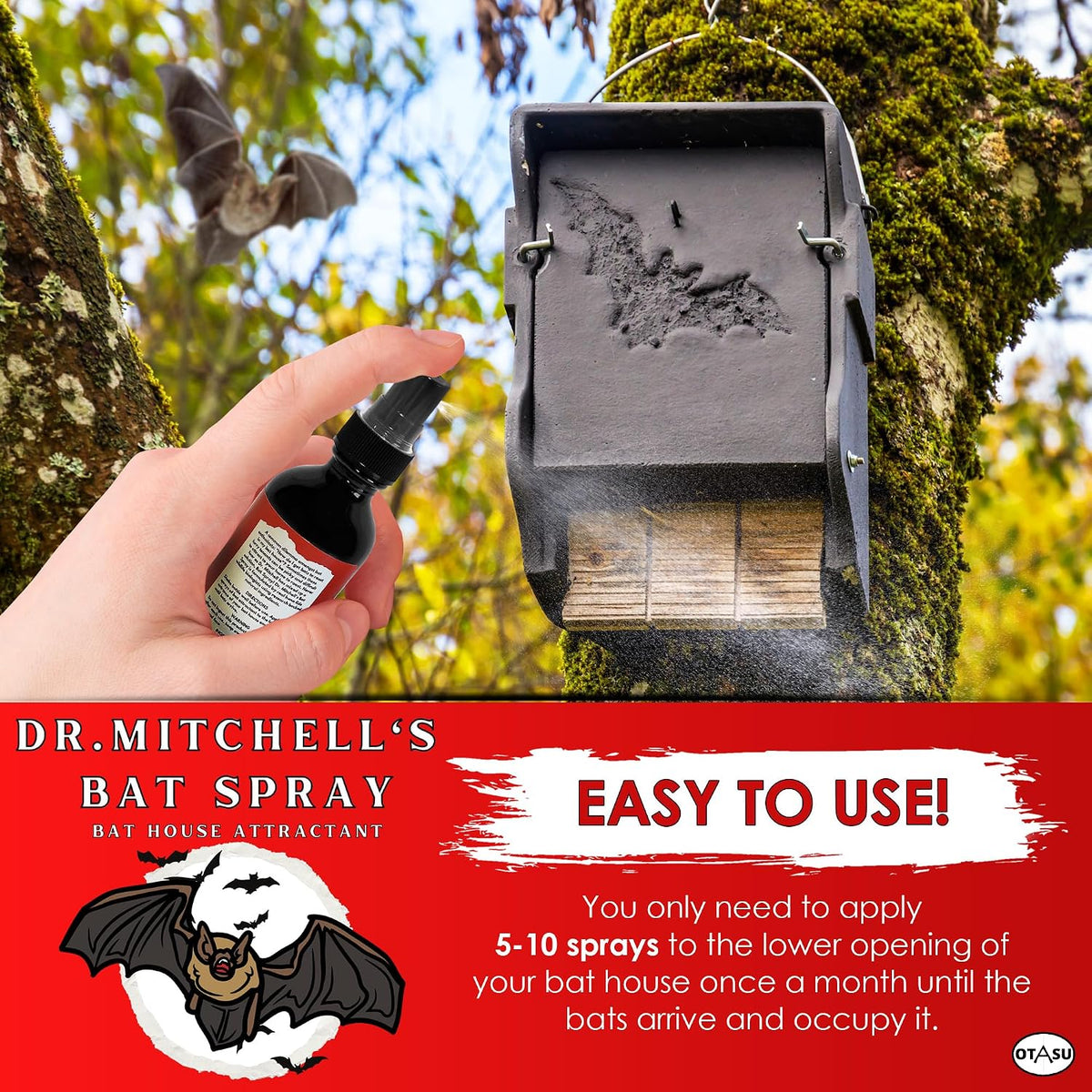 Dr. Mitchell’s Bat Spray - Attractant Bait Lure for Bat Houses - 2oz Bottle - Research-Backed All-Natural Pheromone
