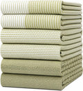 Premium Kitchen Towels 6 Pack 100% Cotton, 20"x28" Dish Towels - Sage | Large Flat & Terry Kitchen Linen Set with