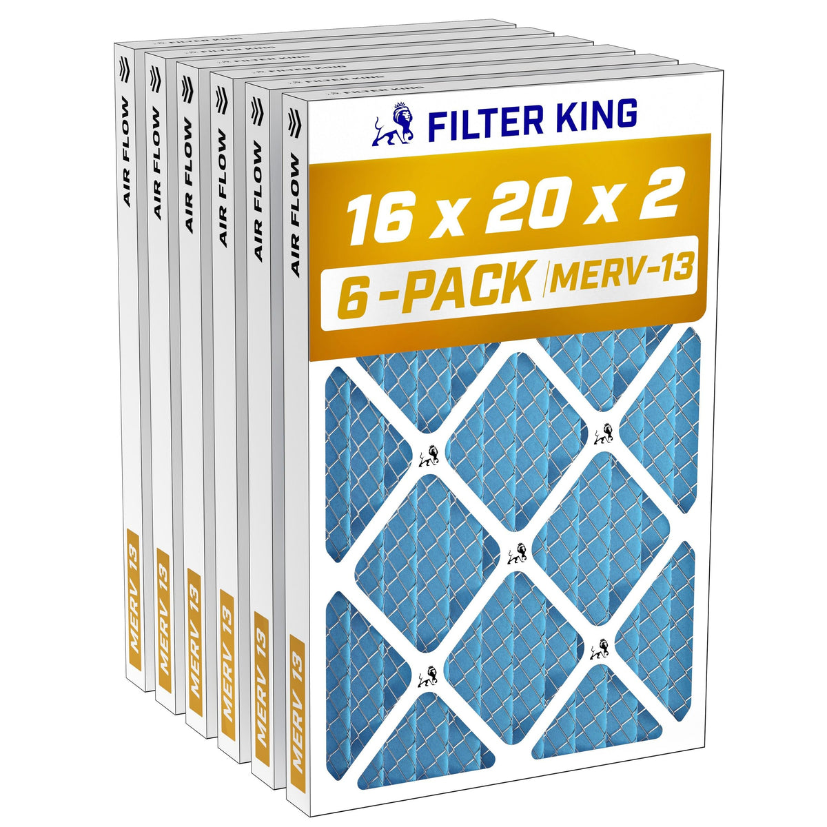 16x20x2 Air Filter MERV 13, AC Furnace Filters (6-Pack)