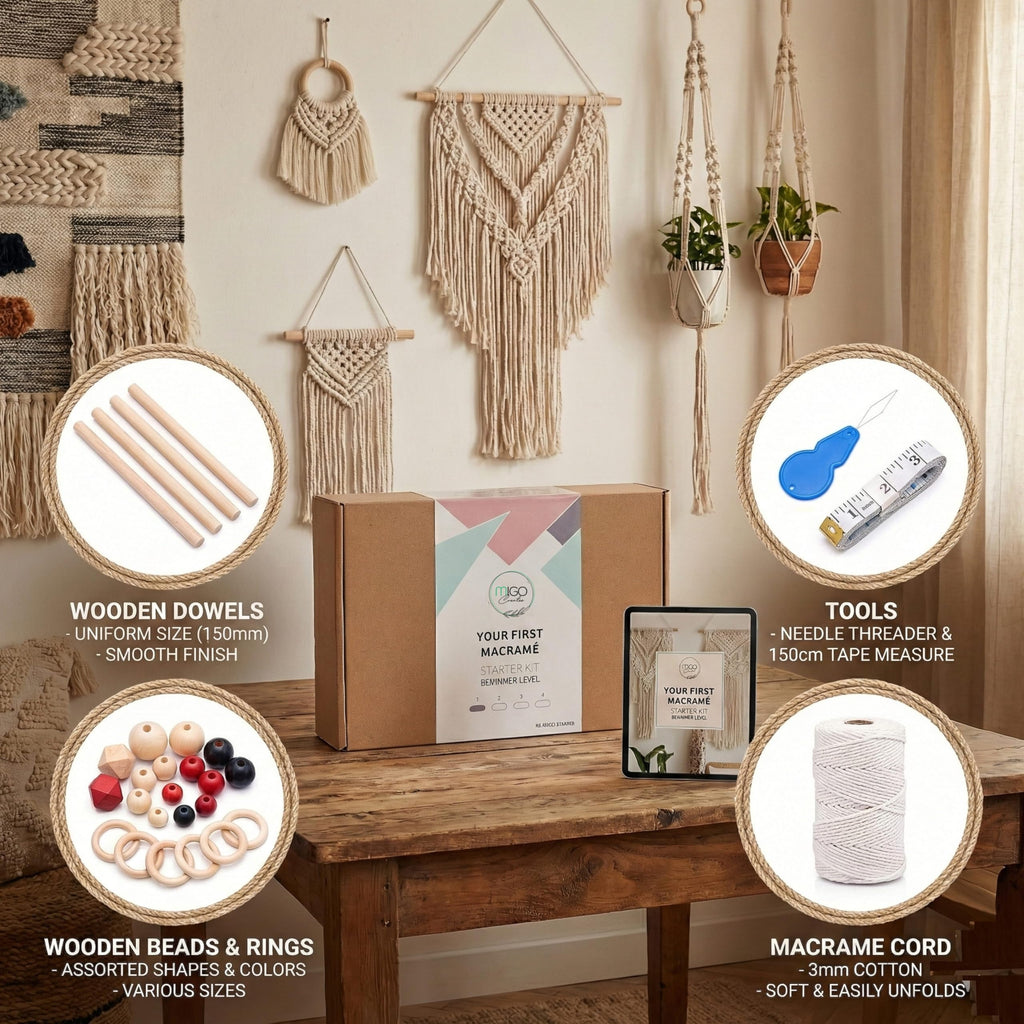 Macrame Kits for Adults Beginners with 126 Macrame Supplies and 7 Projects E-Book: DIY Macrame Kit with 165 Yards