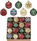 Ornaments for Christmas Tree Decorations, 16ct 2.36 Inches Red Green Blue and Gold Shatterproof Christmas Ornaments