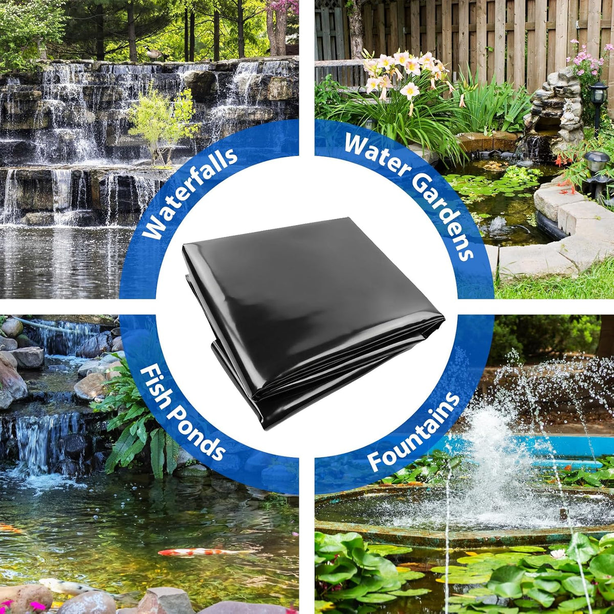 Pond Liner 20 Mil HDPE Pond Liners for Outdoor Ponds Preformed Pond Liner for Koi Fish Duck Pond (4 x 7 Feet)