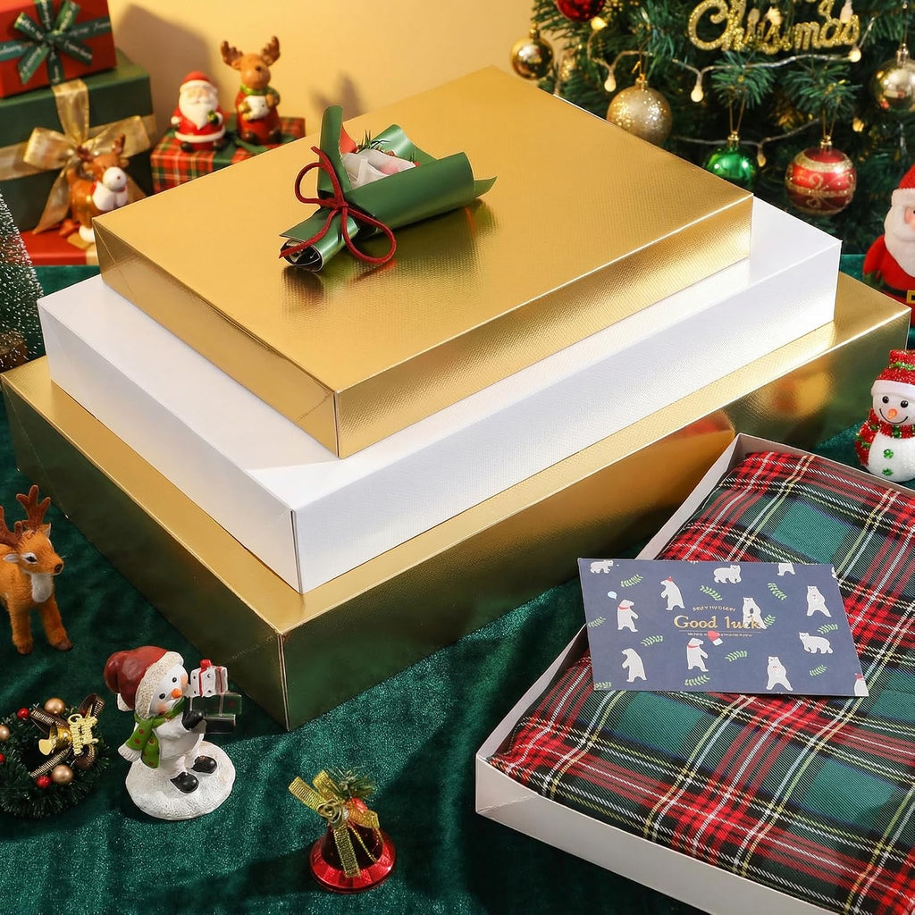 12 Gift Boxes with Lids 11x8.5x1.5 Inch Gold Shirt Boxes