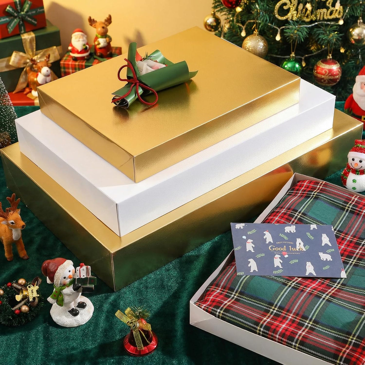 12 Gift Boxes with Lids 11x8.5x1.5 Inch Gold Shirt Boxes