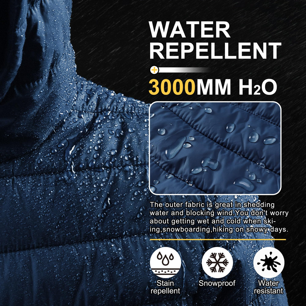 Men's Packable Hooded Puffer Jacket Insulated Winter Coat