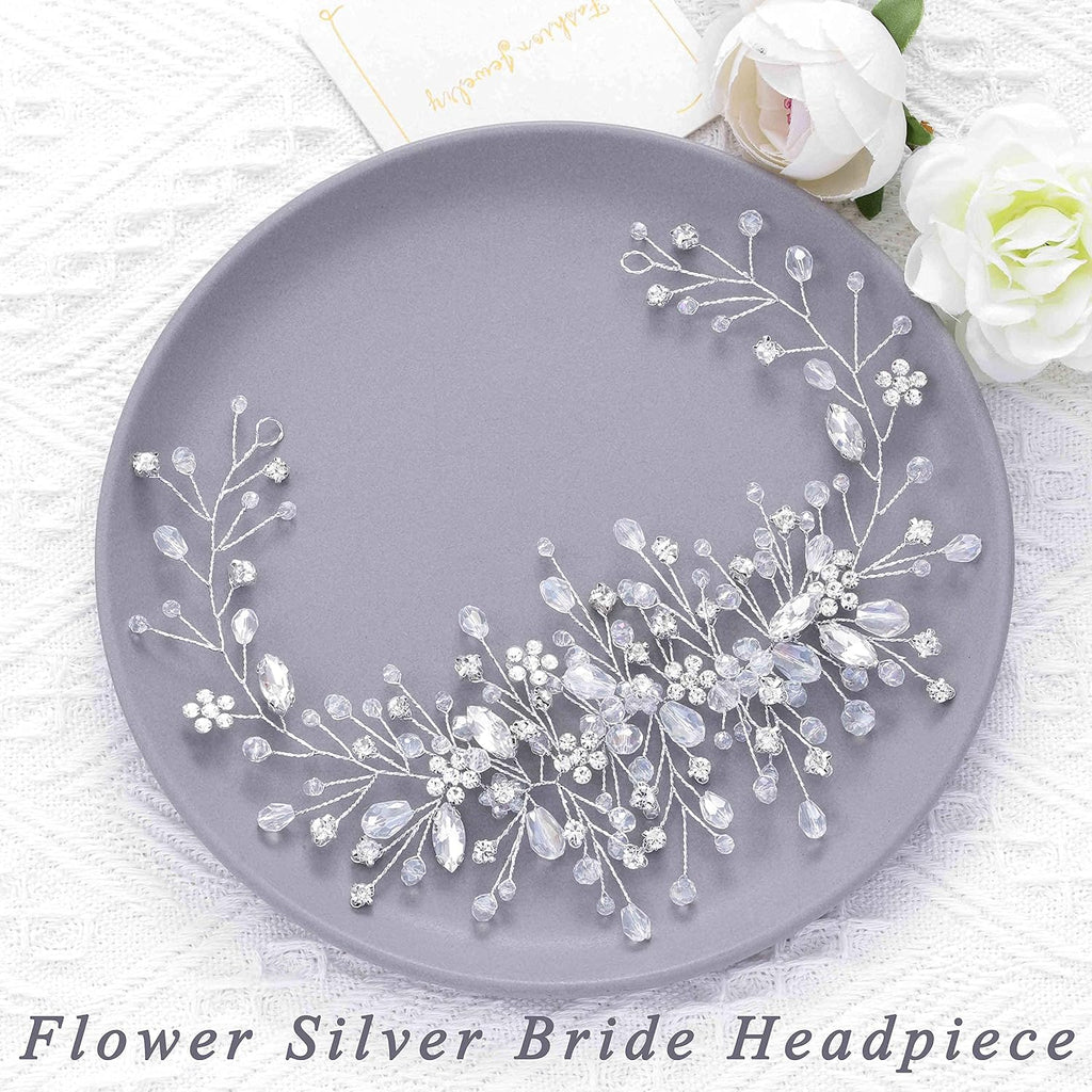 Bride Flower Wedding Hair Vine Crystal Bridal Hair Piece Rhinestone Party Hair Accessories Leaf Hair Jewelry Bead