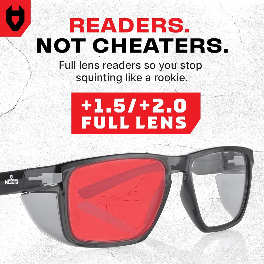 ANSI Z87.1 Safety Glasses with Readers 2.0 with Anti Fog & Anti Scratch Coating — Full Lens Safety Reading Glasses