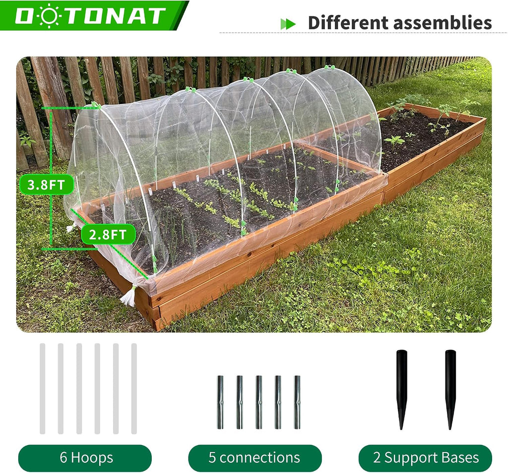 8FT Garden Hoops Grow Tunnel Kit - Rust-Free Fiberglass Frame for Raised Beds, 36pcs - DIY Plant Support for Garden