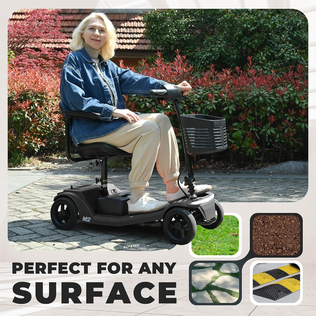 4 Wheel Powered Mobility Scooters, 330 lbs Capacity Mobility Scooters for Adults, Folding Mobility Scooter