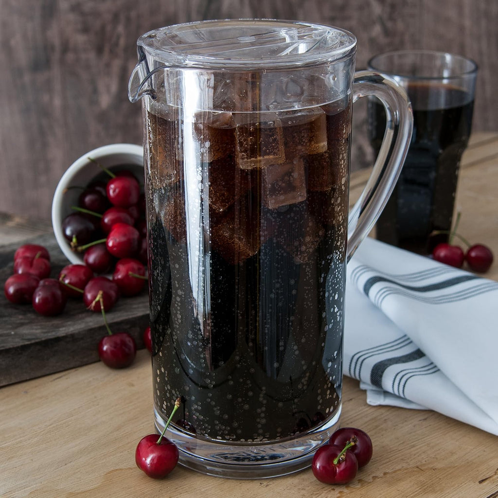 Elan Clear Pitcher Tall Pitcher, Plastic Pitcher for Restaurants, Catering, Kitchens, Plastic, 58 Ounces, Clear