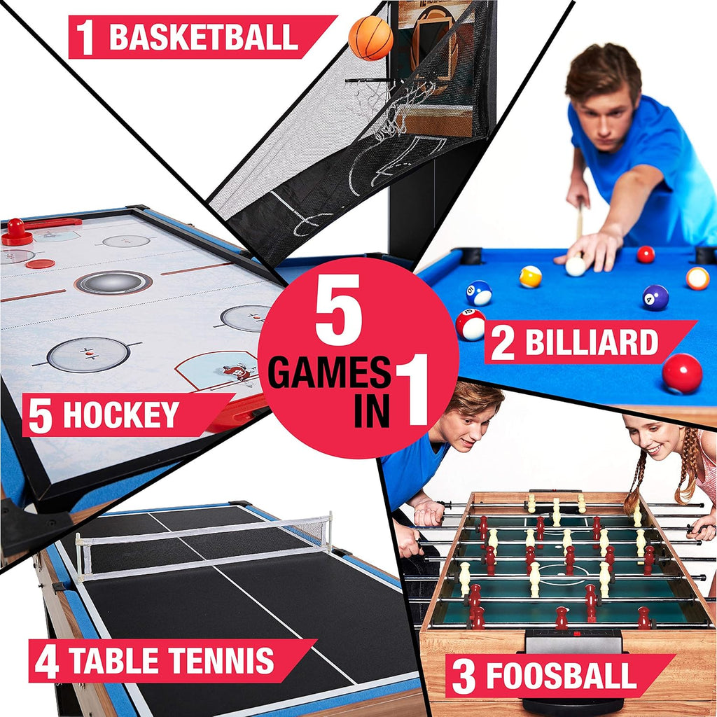 48 Inch 5-In-1 Combo Game Table, Multi