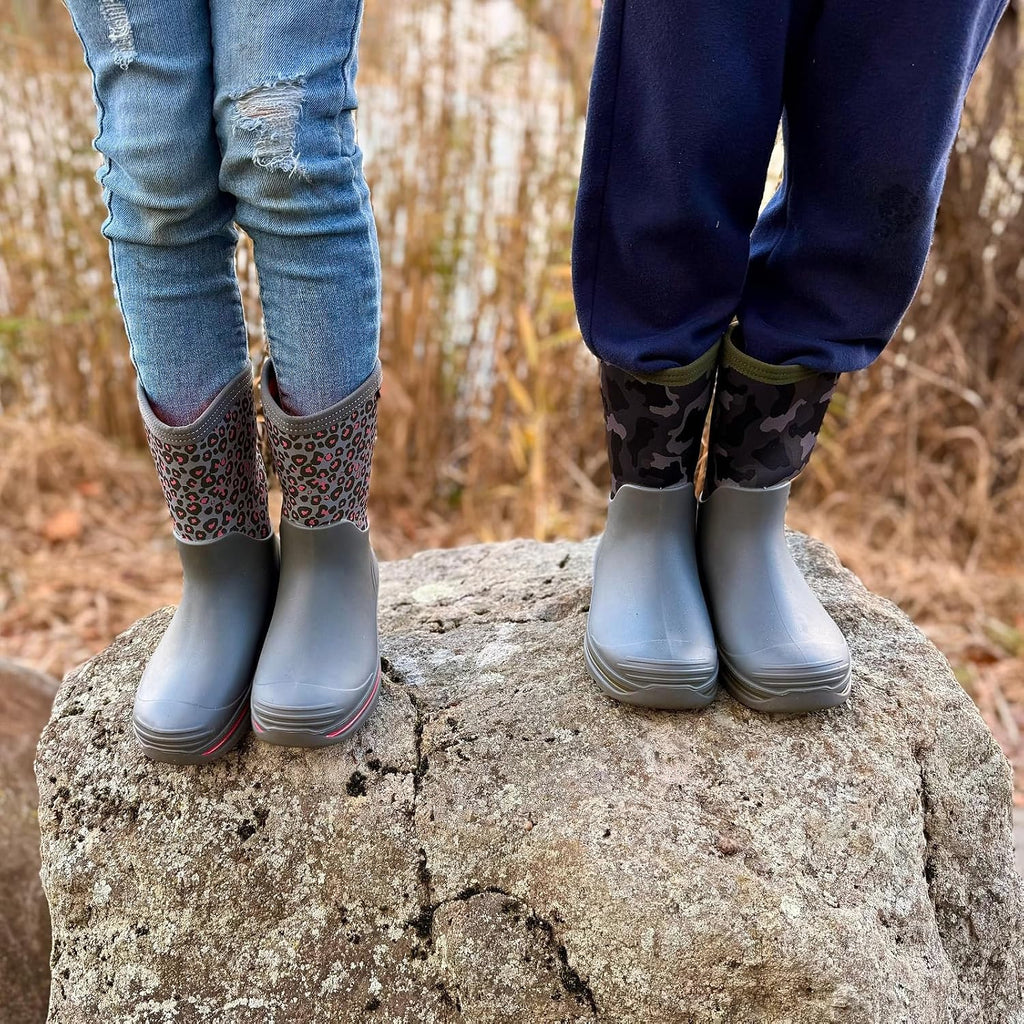 Kid's Rain Boots Waterproof Rubber Mud Boot Boys Girls Insulated Durable Neoprene Outdoor Boots All Seasons