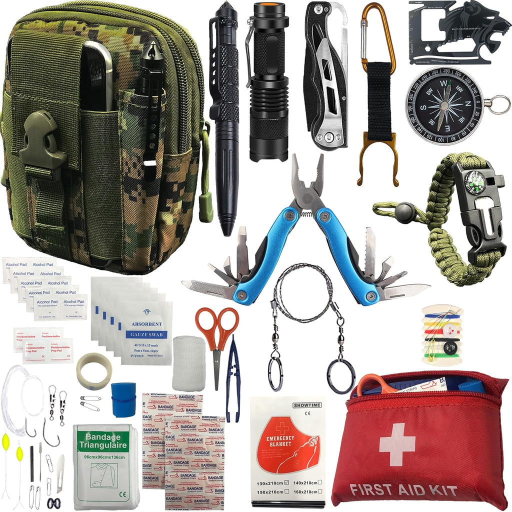 Survival Kit with Emergency Gear for Camping, Hiking & Outdoor Survival