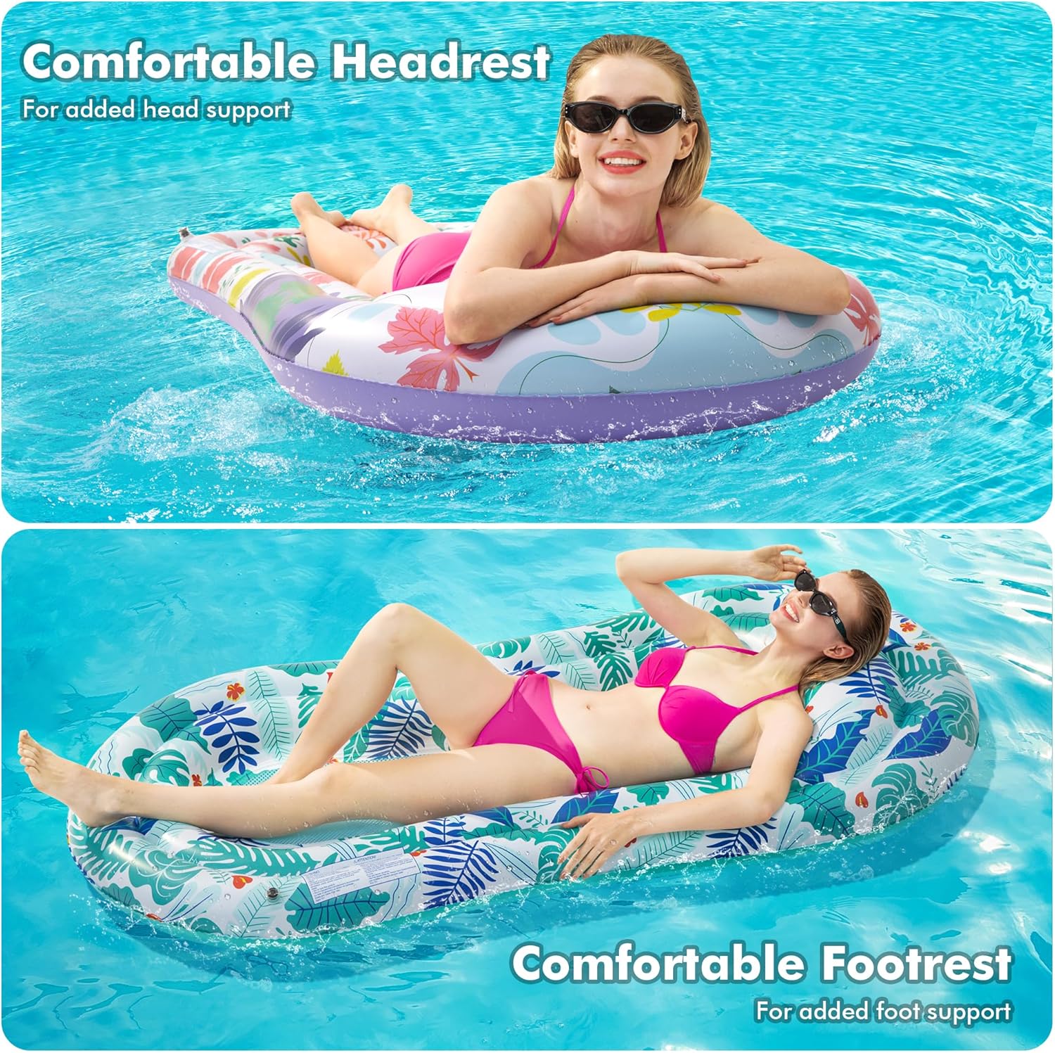 Pool Floats Lounger, 2 Pack Inflatable Pool Float Adult Size Water Hammock, Pool Floats Rafts Floaties for Swimming