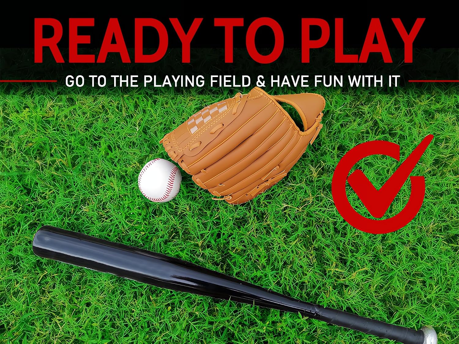 Softball Baseball Bat Set with Glove and Balls - 25 Inch/63cm Aluminum Bat for Pickup Games and Batting Practice