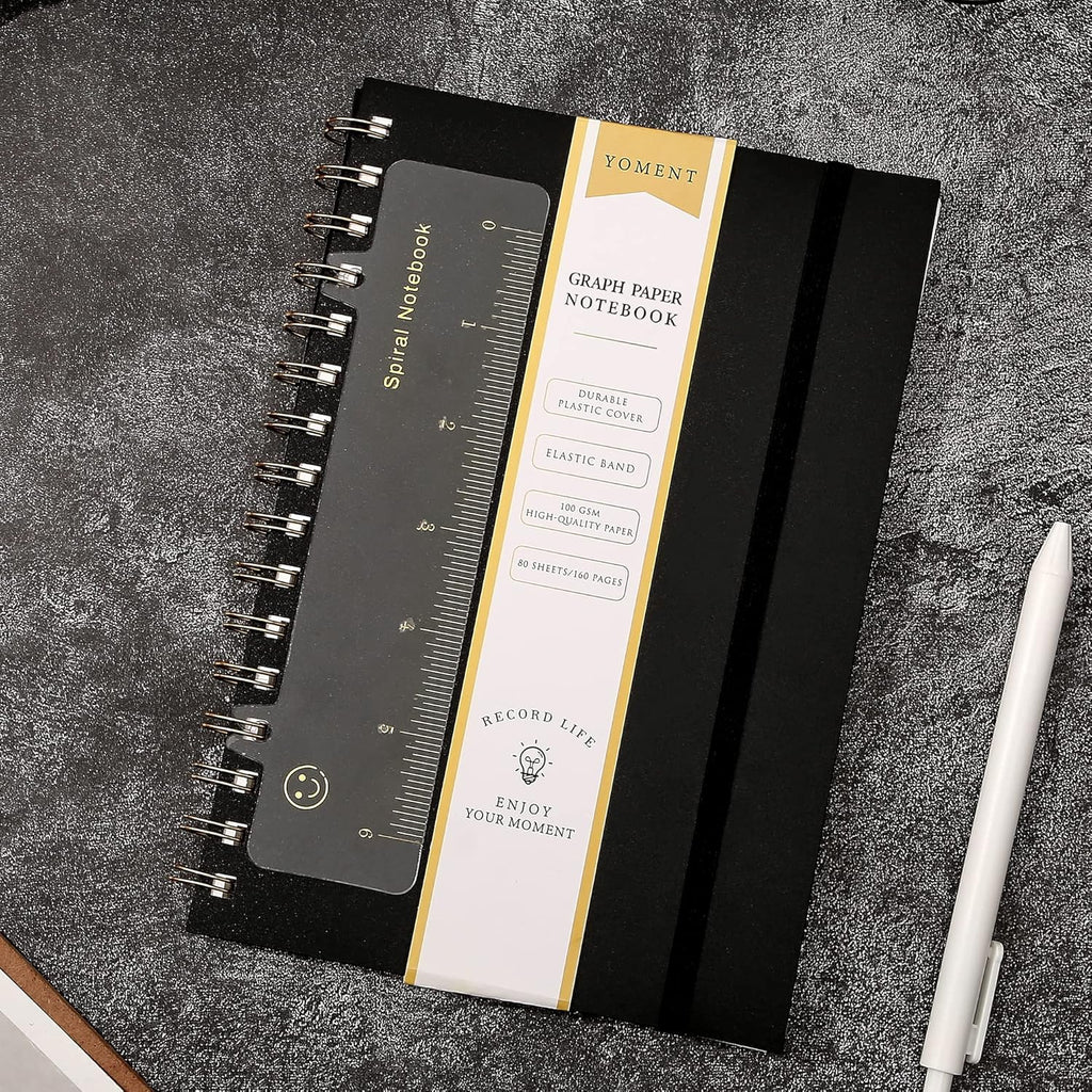 Graph Paper Spiral Notebook A5 Graphing Notebook 160 Pages Graph Paper Notebook Spiral Bound Waterproof Plastic