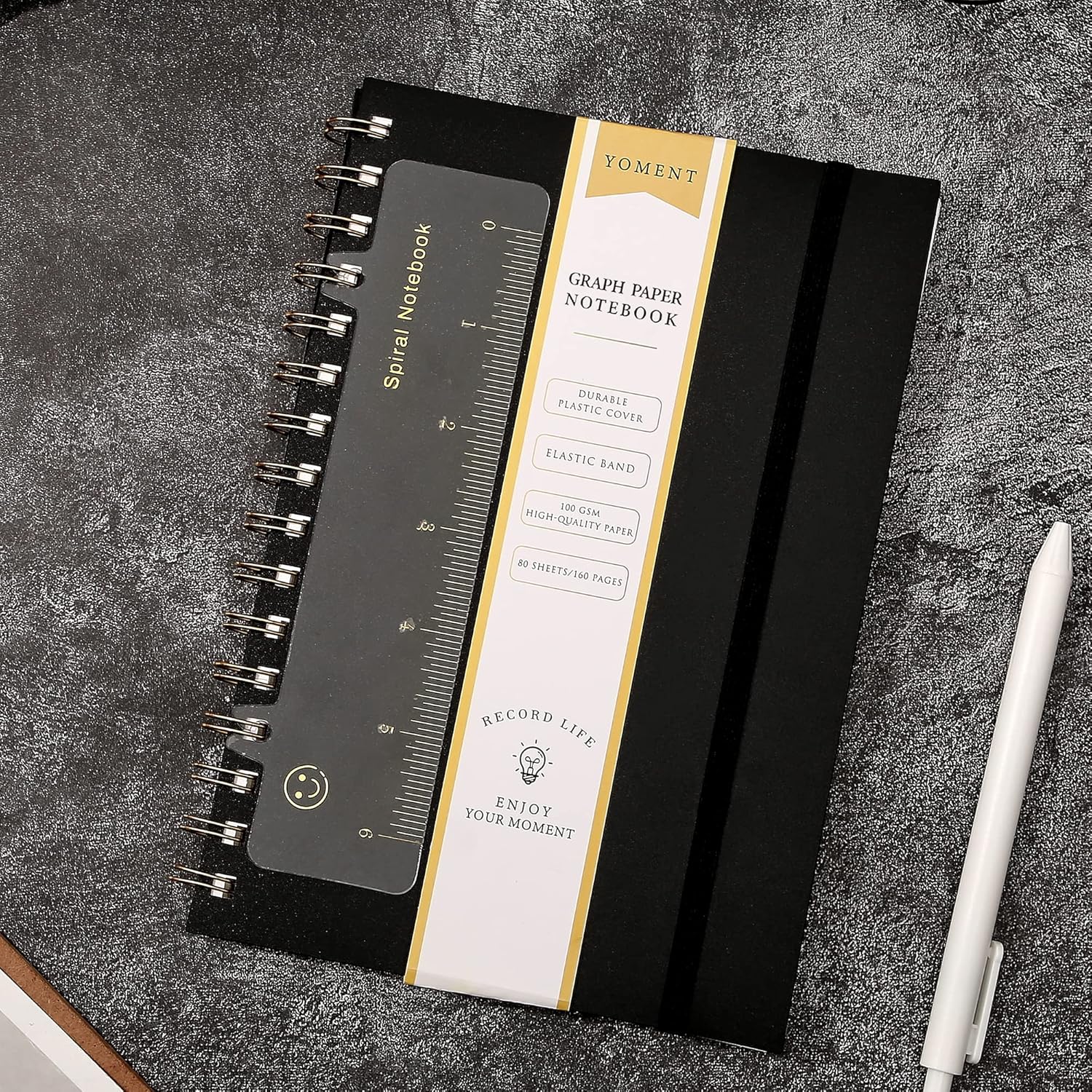 Graph Paper Spiral Notebook A5 Graphing Notebook 160 Pages Graph Paper Notebook Spiral Bound Waterproof Plastic