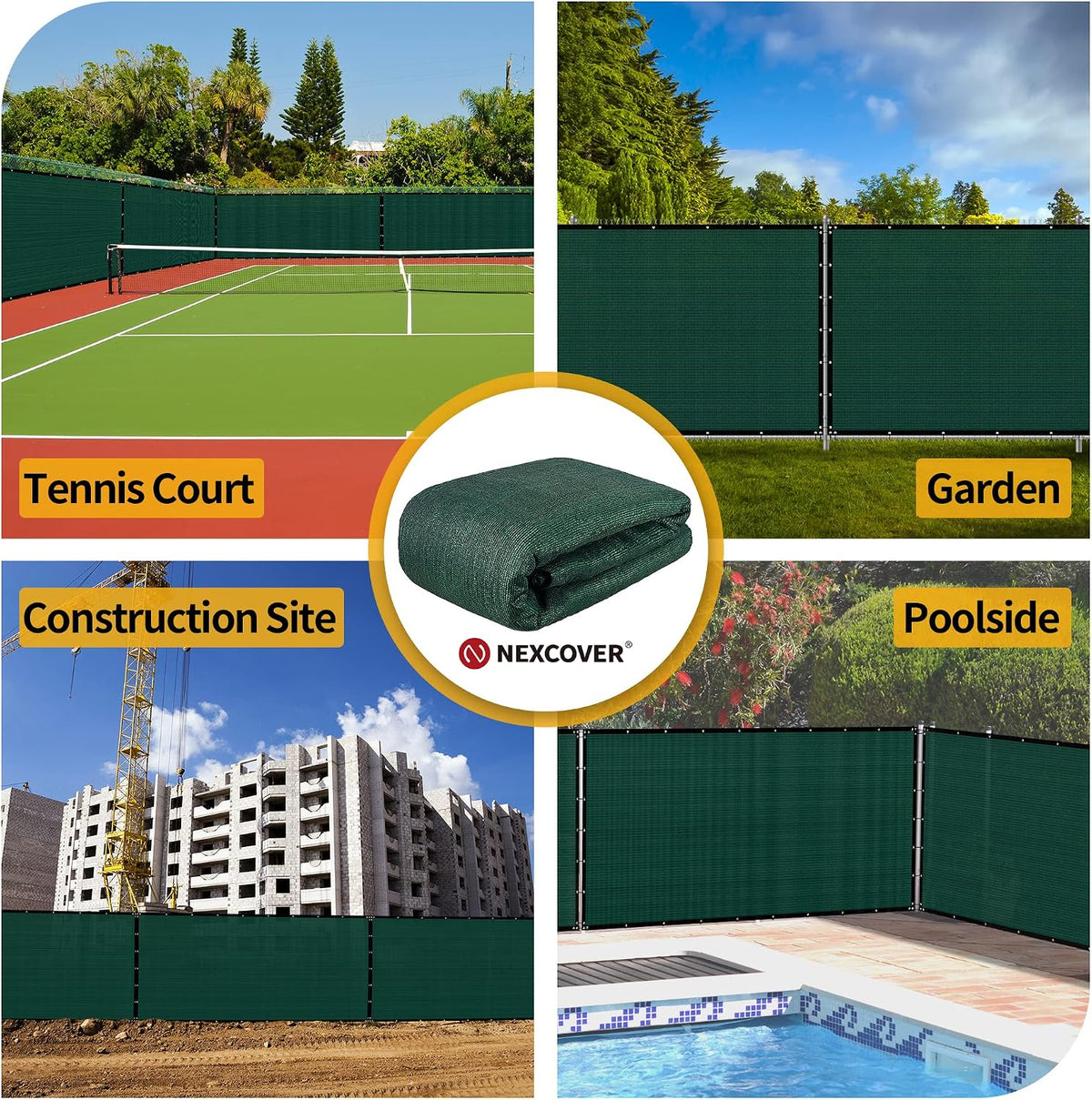 Privacy Fence – 6' x 50' Heavy Duty Privacy Screen with Bindings & Brass Grommets, Commercial & Residential Fence