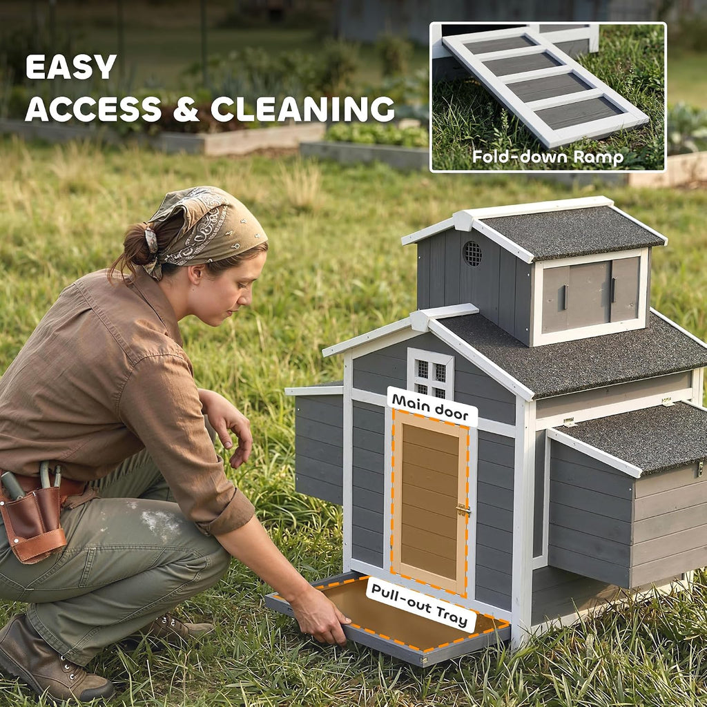 Chicken Coop w/Nesting Box Stands Outdoor 53.1" L for 2 Chickens