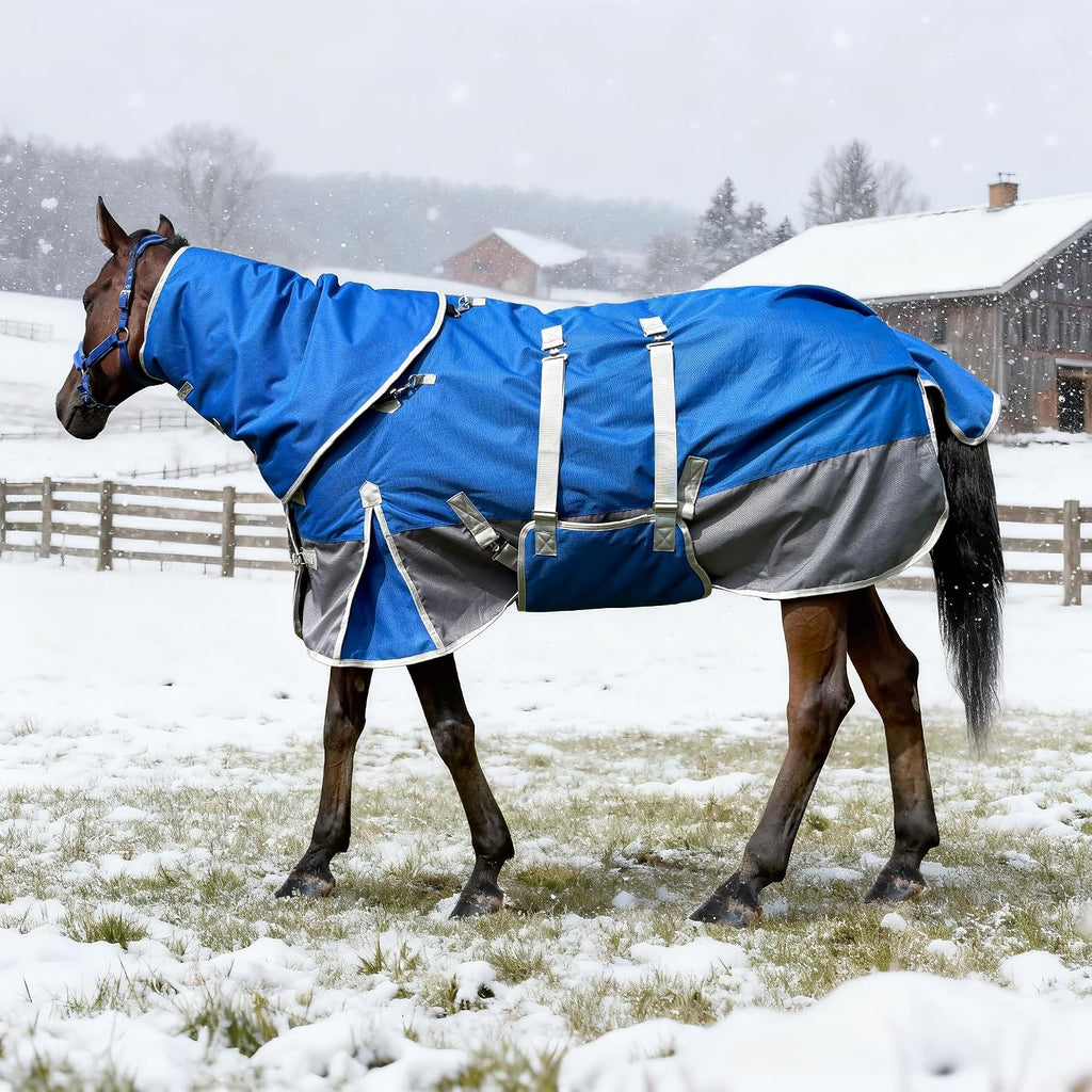 Horse Blankets for Real Horses Winter Horse Turnout Blanket Waterproof 1200D 260g Medium Weight Horse Blanket with