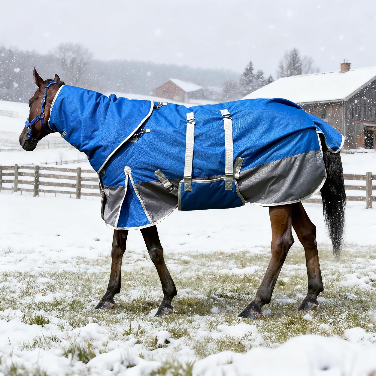 Horse Blankets for Real Horses Winter Horse Turnout Blanket Waterproof 1200D 260g Medium Weight Horse Blanket with