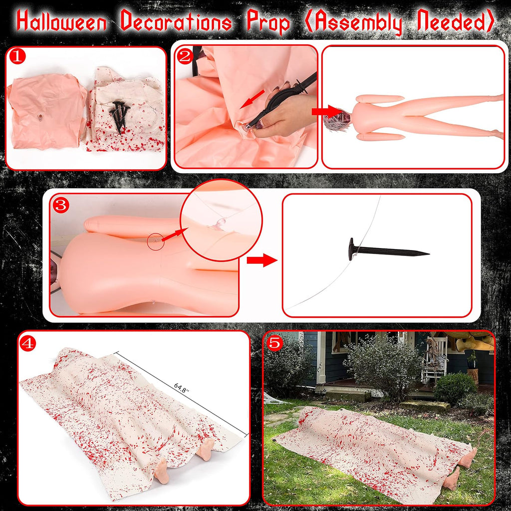 5.4ft Halloween Decorations Outdoor Props - Scary Hallowmas Back from The Grave Dead Victim Prop for Haunted House