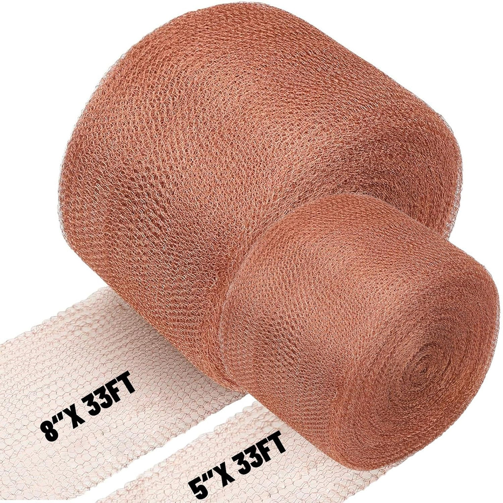 Copper Mesh Roll for Mice Rodent Rat, Sturdy 5'' x 33Ft & 8'' x 33Ft Copper Wool Mouse Trap Hole Filler for Bat Snail