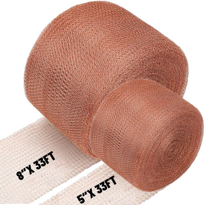 Copper Mesh Roll for Mice Rodent Rat, Sturdy 5'' x 33Ft & 8'' x 33Ft Copper Wool Mouse Trap Hole Filler for Bat Snail