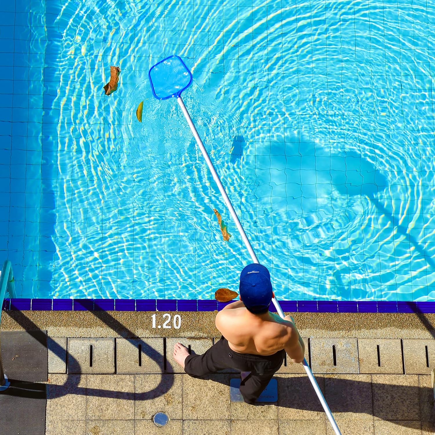 Pool Skimmer - Pool Net with Solid Plastic Frame, Skimmer Net with Fine Mesh Net, Pool Net for Cleaning Leaf of