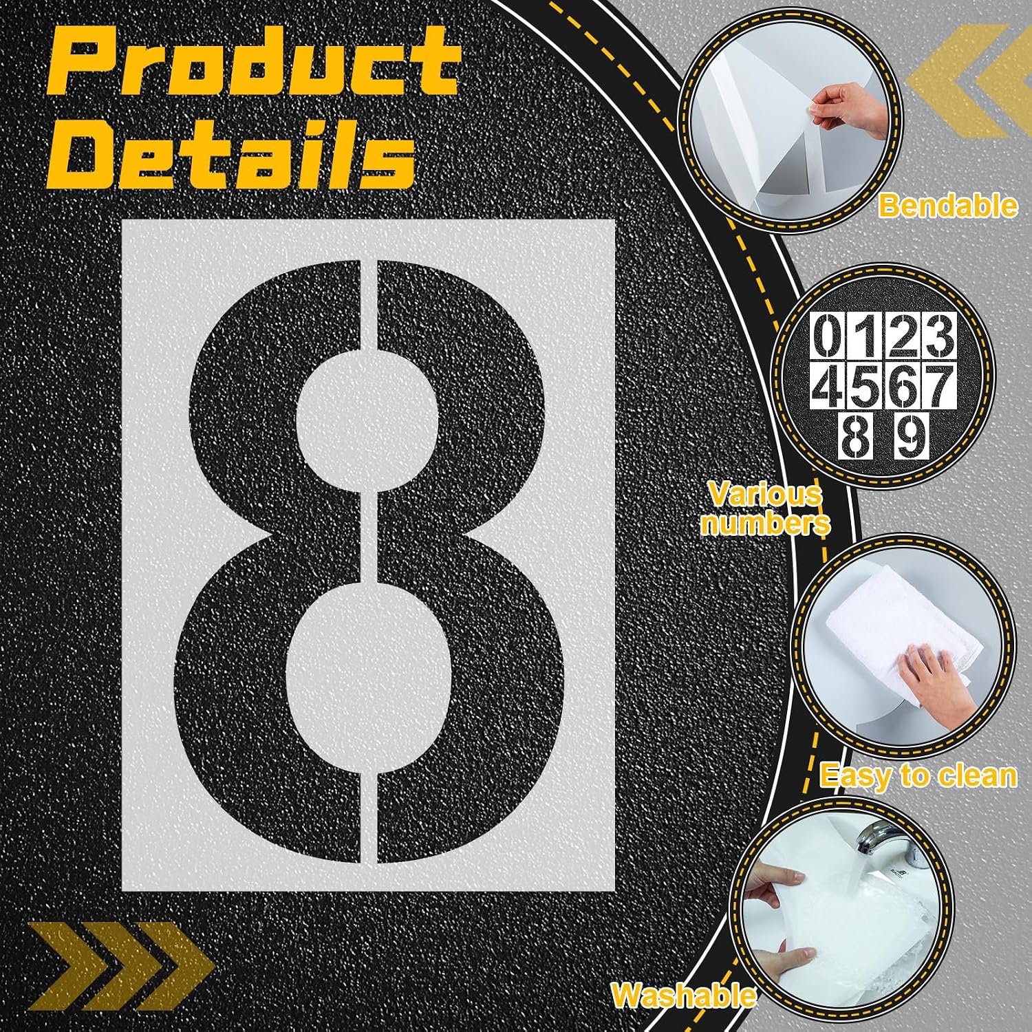 32 Inch Large Number Stencils Set 0-9 Address Pavement Templates Reusable Number Stencil Kit for Address Parking Lot