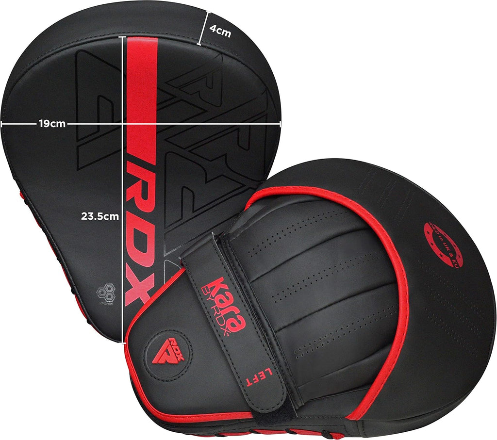 Boxing Pads Curved Focus Mitts, Maya Hide Leather Kara Hook and jab Training Pads, Adjustable Strap Ventilated, MMA
